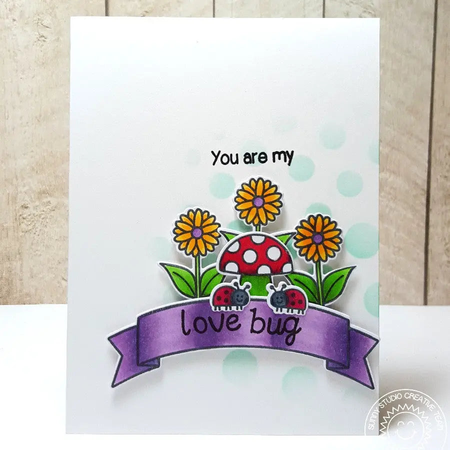 Sunny Studio Stamps Backyard Bugs Daisies & Ladybugs Love Bug Card
